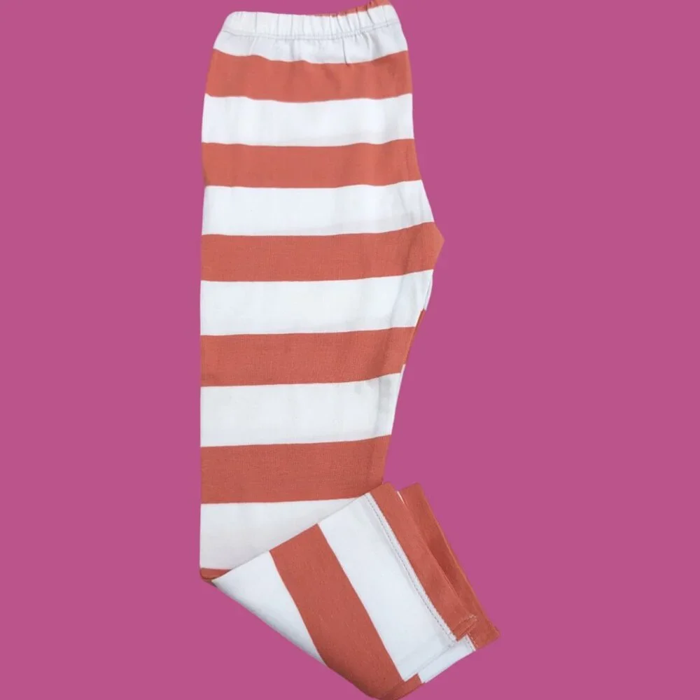 Pepco Full length Soft Cotton leggings Skinny Fit stretchy Orange Stripes NWOT